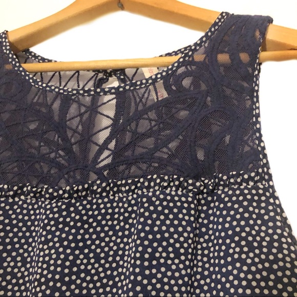 Xhilaration Peplum Frill Polka Dot Lace Blouse - Picture 3 of 8